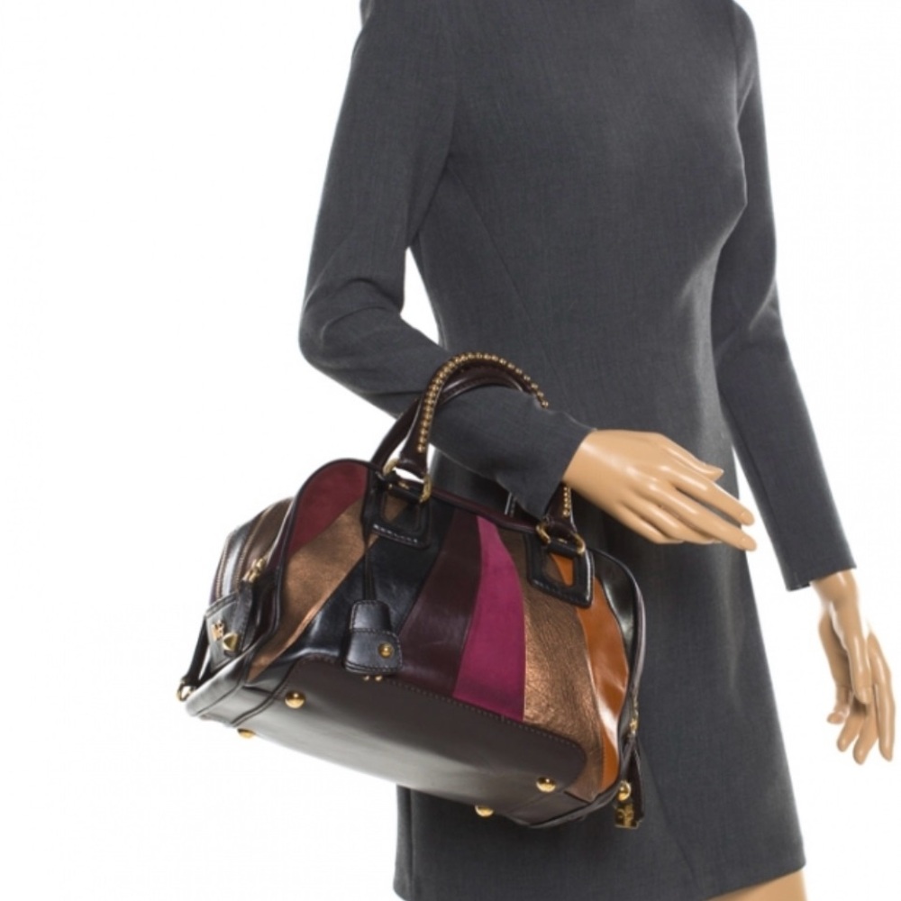 D&G Multicolor Leather Suede Satchel.